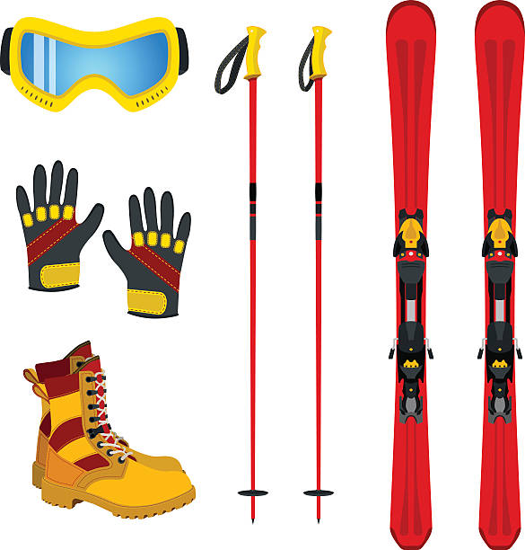 istock Winter accessories extreme sports, ski, gloves, boots. Flat style. 626340414