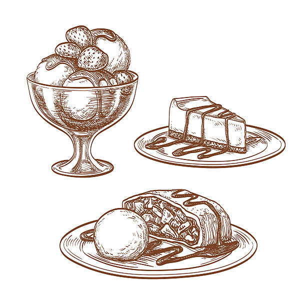 zestaw deserów. - dessert cheesecake gourmet strawberry stock illustrations