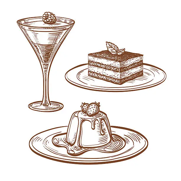 Vector illustration of Set of desserts.