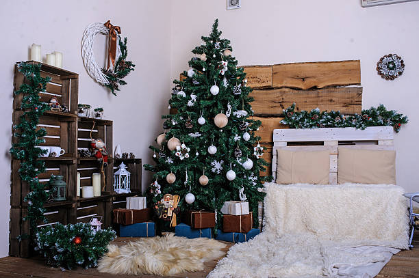 istock beautiful living room decorated for Christmas. 626348026