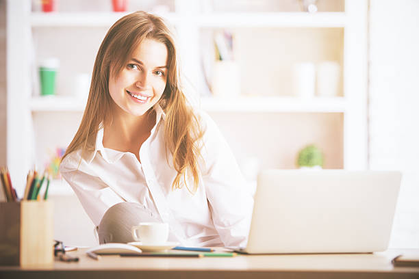 istock Cute woman at workplace 626350766