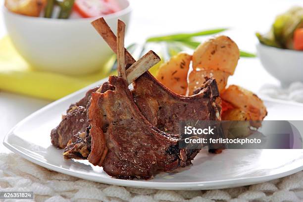 Grilled Lamb Chops Stock Photo - Download Image Now - Lamb Chop, Barbecue - Meal, Bowl