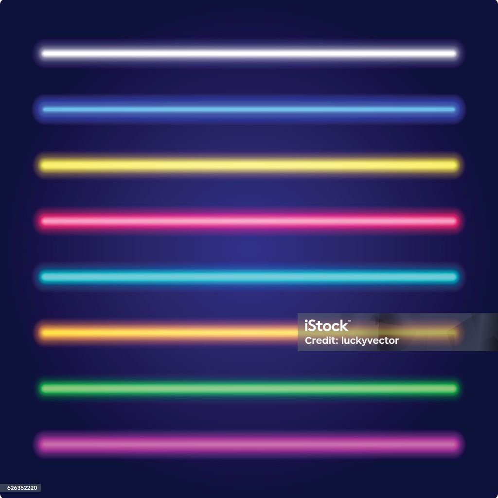 Set of color laser beams. Neon tube light. Vector.  Neon tube light. Vectorillustration. Set of color laser beams. Neon Lighting stock vector