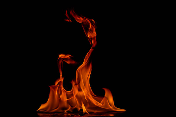 istock Beautiful fire flames on a black background. 626352320