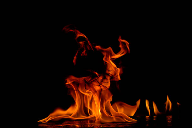 istock Beautiful fire flames on a black background. 626352394