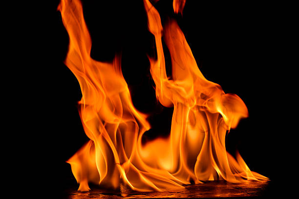 istock Beautiful fire flames on a black background. 626352700