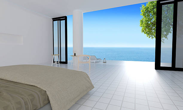 istock The modern bedroom with sea view interior for vacation and 626354616