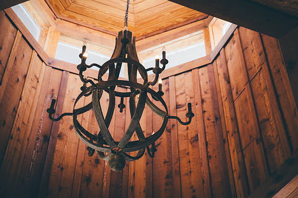 Cast iron chandelier stock photo
