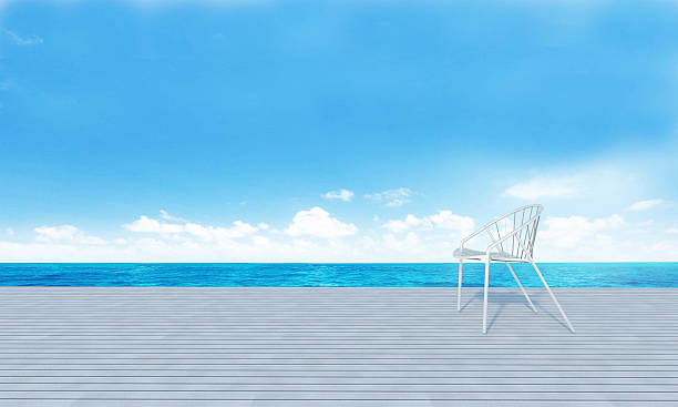 istock Beach lounges with sundeck on sea view for vacation and 626354828