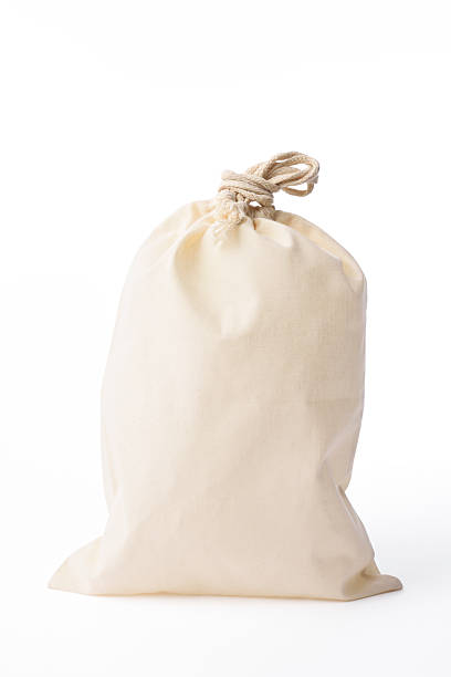istock Isolated shot of cotton drawstring bag on white background 626361280