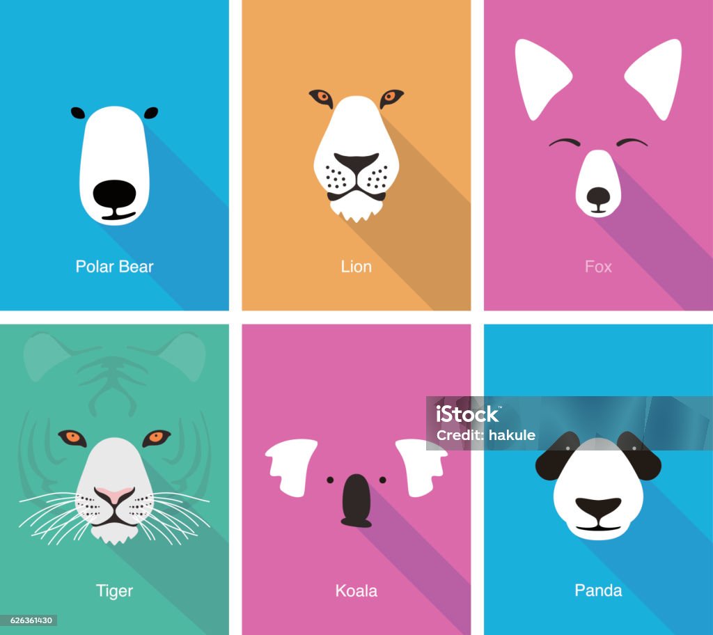 Ilustración de Cara De Dibujos Animados De Animales Vector De Icono De Cara  Plana y más Vectores Libres de Derechos de Animal - iStock