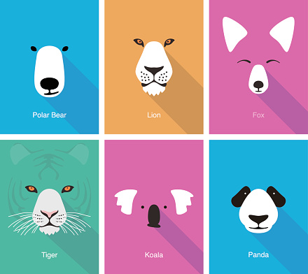 Animal Cartoon Face Flat Face Icon Vector Stock Illustration - Download  Image Now - Animal, Animal Head, Tiger - iStock