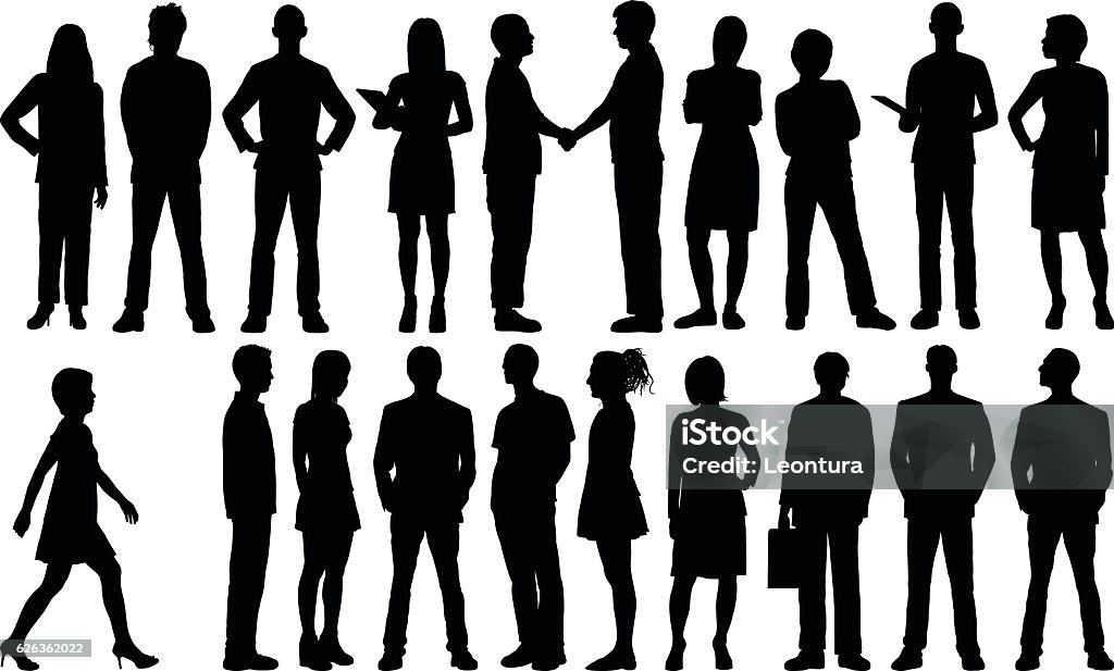 Detailed People Silhouettes Detailed people silhouettes. People stock vector