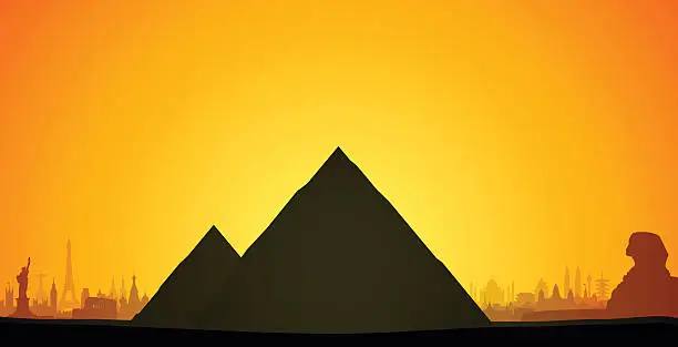 Vector illustration of Pyramids, Egypt (Complete, Detailed, Moveable Buildings)