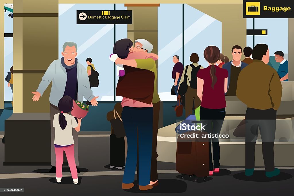 Family Meeting at the Airport A vector illustration of Family Meeting at the Airport Family Reunion stock vector