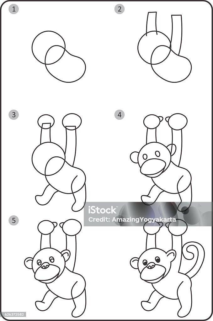 Vetores de Como Desenhar Macaco Macaco De Desenho Fácil Para Crianças Passo  A Passo e mais imagens de Progresso - iStock
