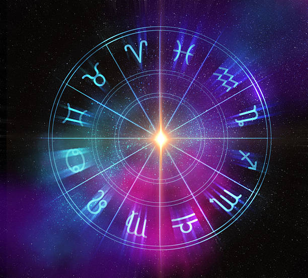 Astrology and alchemy sign background illustration Backdrop design of sacred zodiac symbols, signs, geometry and designs represent concept of astrology, alchemy, magic, witchcraft and fortune telling astrology stock pictures, royalty-free photos & images