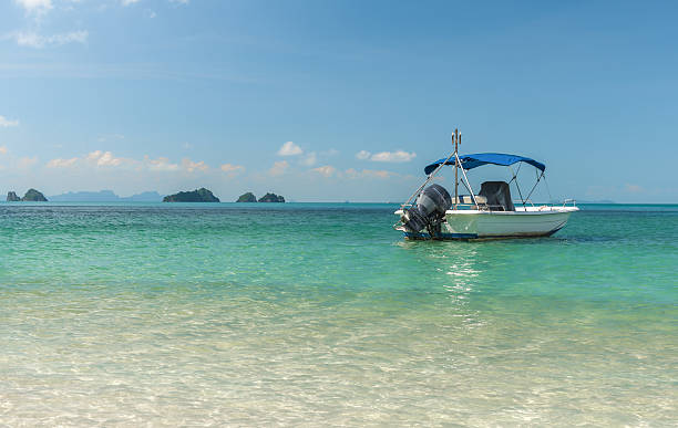 istock Beautiful beach with motor boat at samui island. Thailand 626372852