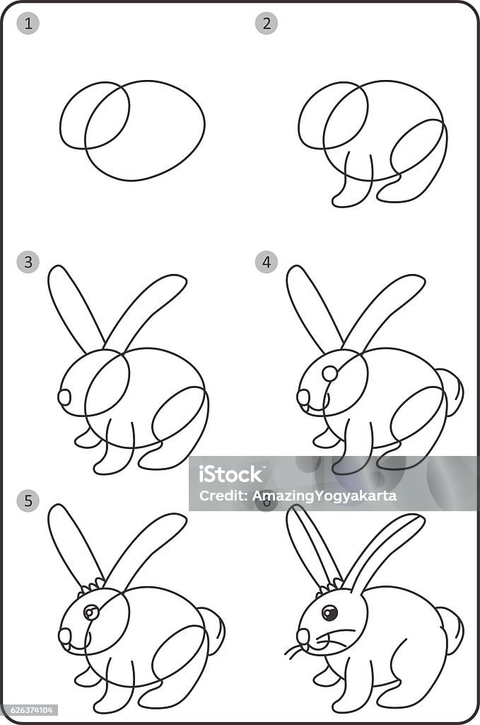 Ilustración de Cómo Dibujar Conejo Conejo De Dibujo Fácil Para Niños Paso A  Paso y más Vectores Libres de Derechos de Animal - iStock