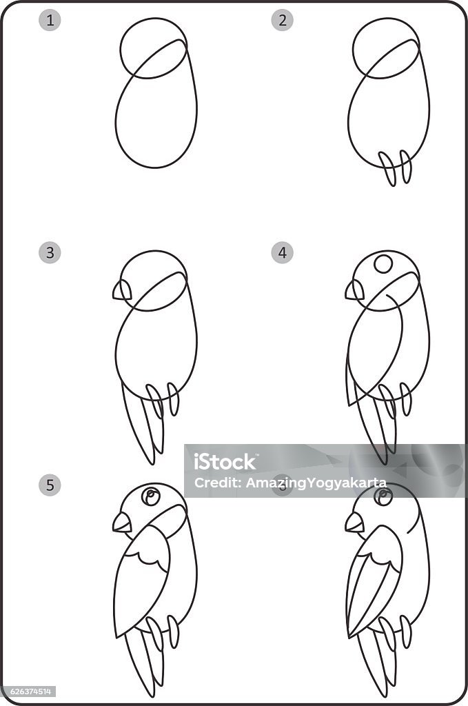 Ilustración de Cómo Dibujar Pájaro Fácil Dibujo Pájaro Para Los Niños Paso  A Paso y más Vectores Libres de Derechos de Pájaro - iStock