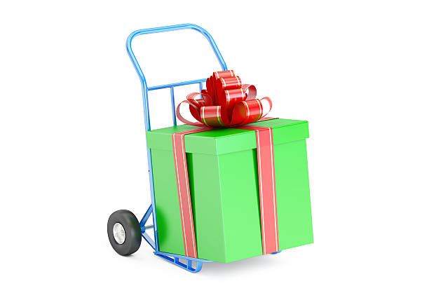 istock Gift Delivery Concept. Gift Box on Hand Truck, 3D rendering 626385602