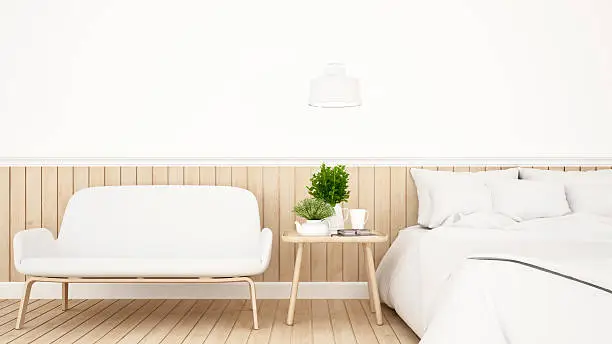 bedroom or guestroom for hotel minimal design - 3d Rendering