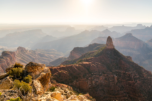 View from the Grand Canyon's highest viewpoint at Point Imperial on the North Rim. Arizona, America. November 2016.