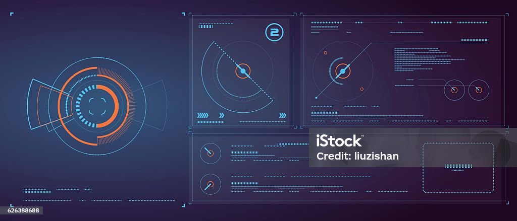 Dreidimensionale Schnittstelle Technologie, science-fiction-Szene. - Lizenzfrei HUD - Grafische Benutzeroberfläche Vektorgrafik