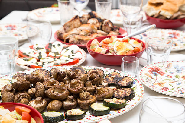 istock mushrooms and zucchini grilled on the holiday table 626393618