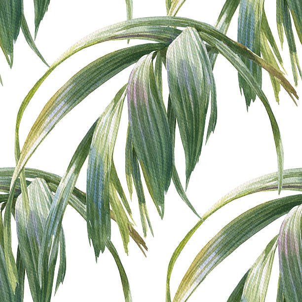 Watercolor illustration of leaf, seamless pattern