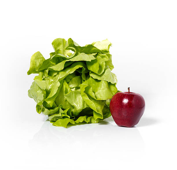 Green lettuce and red apple