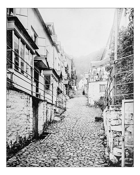 istock Antique photograph of street in North Devon, England 626399684