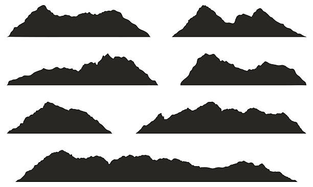 bergsilhouetten auf weißem hintergrund - black slope stock-grafiken, -clipart, -cartoons und -symbole