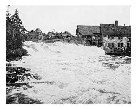 Antique photograph of Trollhättan Falls, Sweden