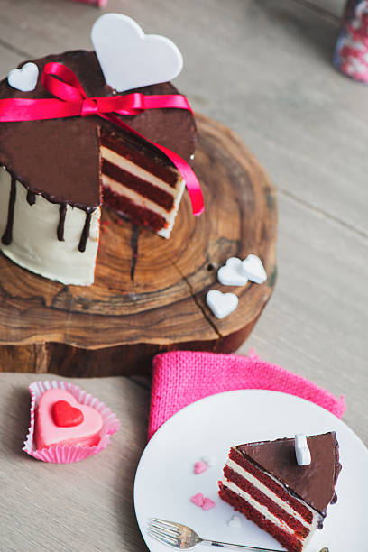 istock Red velvet cake as a Valentine Day present 626409776