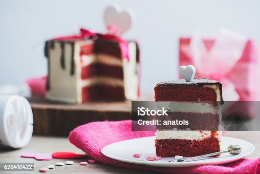 istock Cake with Valentine Day decoration 626410422