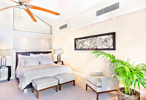 istock Bed room including modern furniture. 626411176
