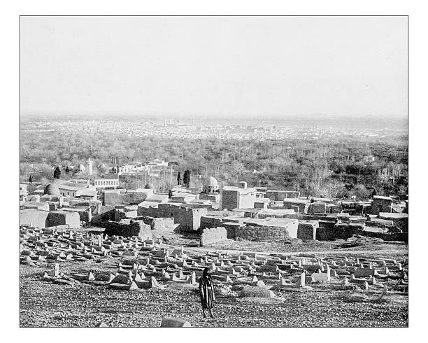 istock Antique photograph of panoramic view of Damascus (Syria-19th century) 626412888