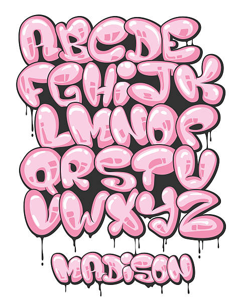 graffiti blase geformt alphabet set - graffiti stock-grafiken, -clipart, -cartoons und -symbole