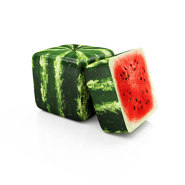 Sliced Cube Watermelon stock photo
