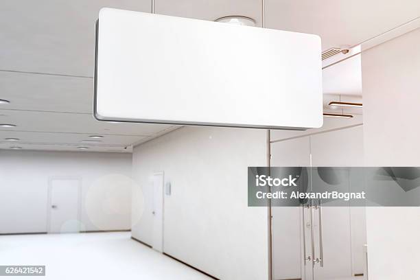 Leere Weiße Lichtkasten Mockup Hängen An Der Decke 3d Rendering Stockfoto und mehr Bilder von Transparent