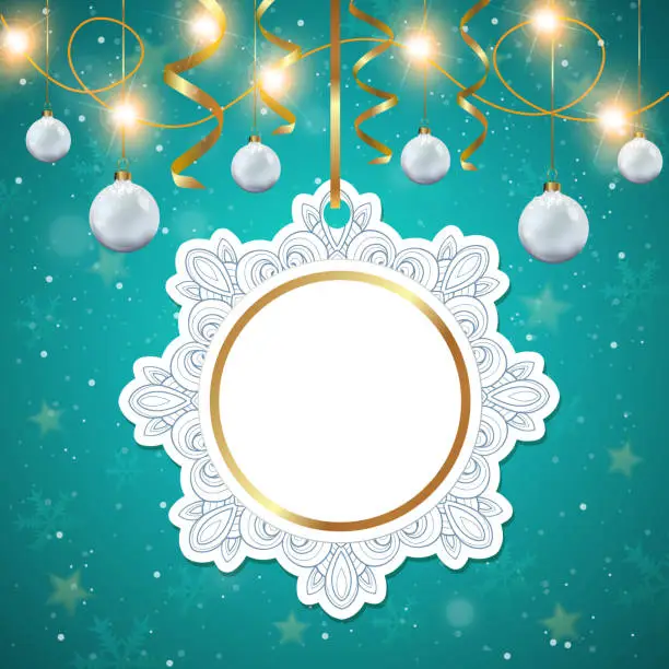 Vector illustration of Christmas banner with white decorations