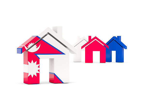 istock Flag of nepal, home icon 626423048