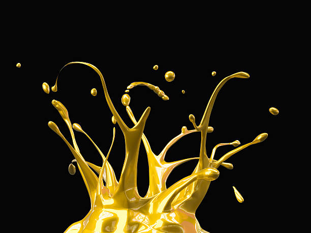 istock Yellow car paint splash mirrored on black background 626426604