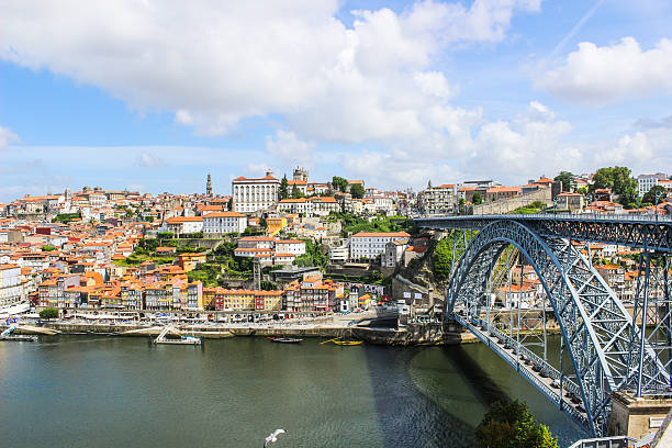 istock Porto city with Dom Luis bridge and blue sky . 626426656
