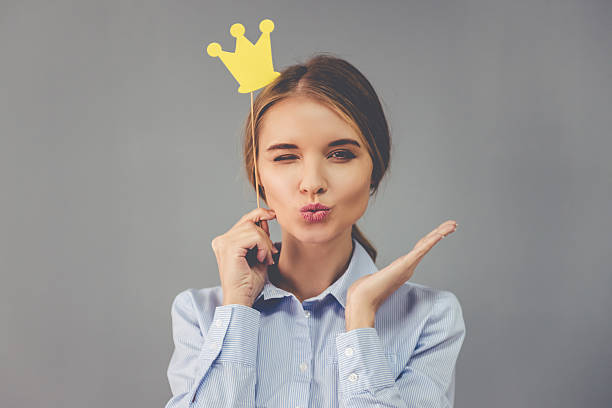 istock Beautiful funny business woman 626426876