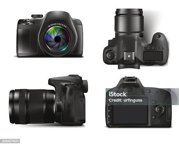 Vector Illustration Of Camera Stock Illustration - Download Image Now - Black Color, Camera - Photographic Equipment, Cut Out