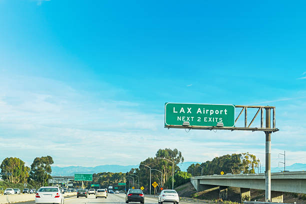lax exits sign in los angeles - highway 99 imagens e fotografias de stock