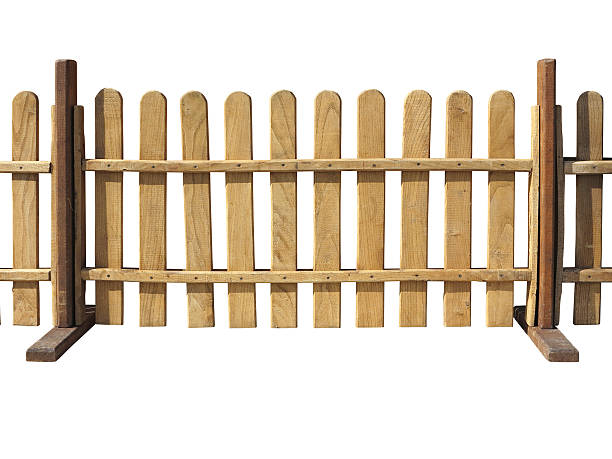 istock Wooden fence at ranch isolated over white 626429682