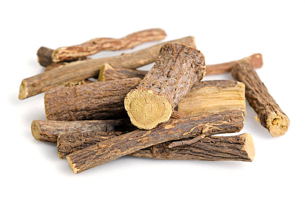 istock Licorice or liquorice root sticks isolated on white background 626435038